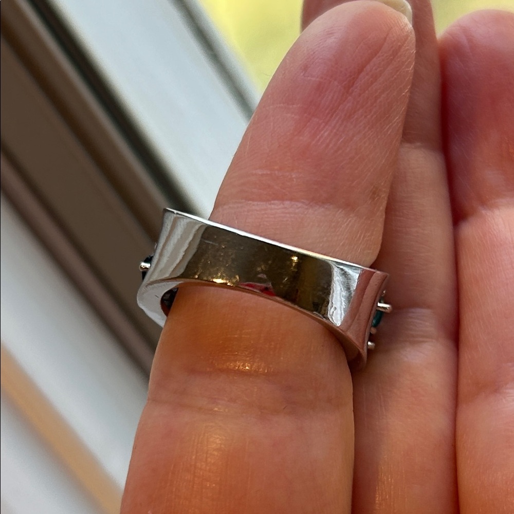 Silver and Lab Sapphire/Topaz Ring - Picture 5 of 6